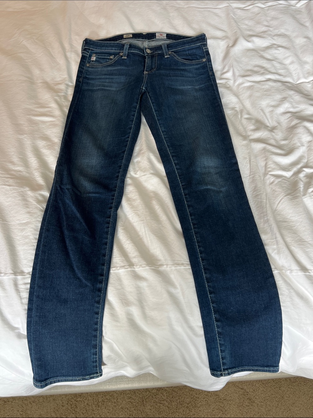 AG Stilt Cigarette Leg Dark Wash Straight Leg Jeans